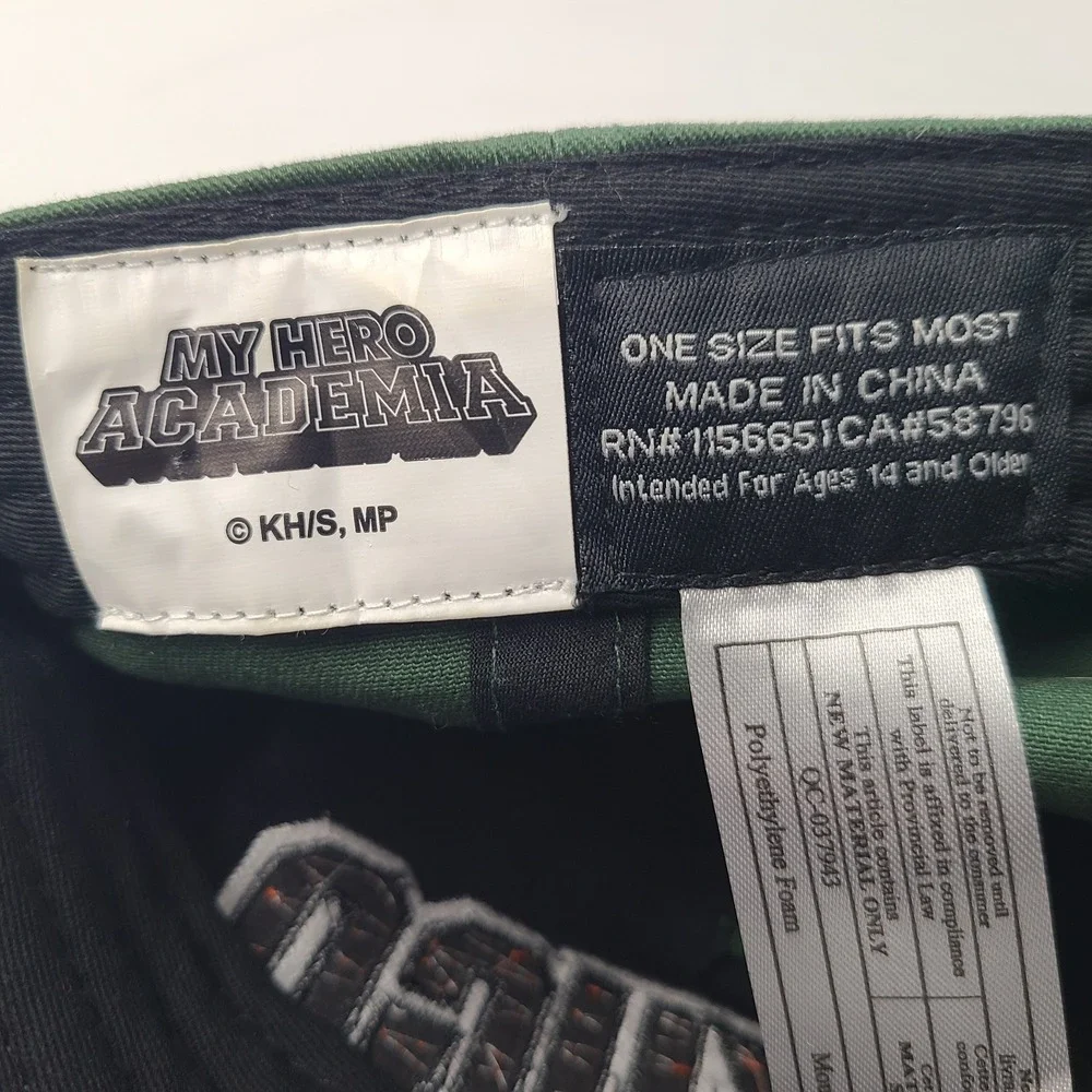 My Hero Academia Hat Snapback Green Black‎ BioWorld Katuski Bakugo Anime Kanji